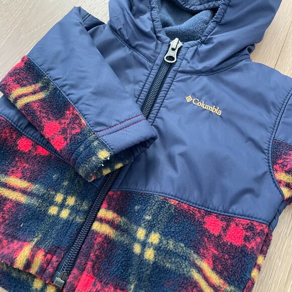 Columbia Jacket Infant 3-6 Months Blue Red Fleece Steen Mountain Full Zip Hoodie - Picture 3 of 13